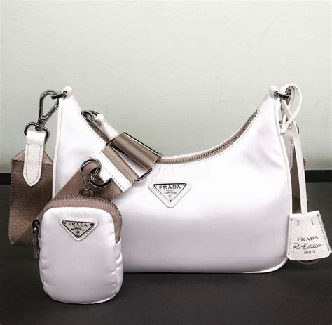 prada purses white|Prada nylon white bag.